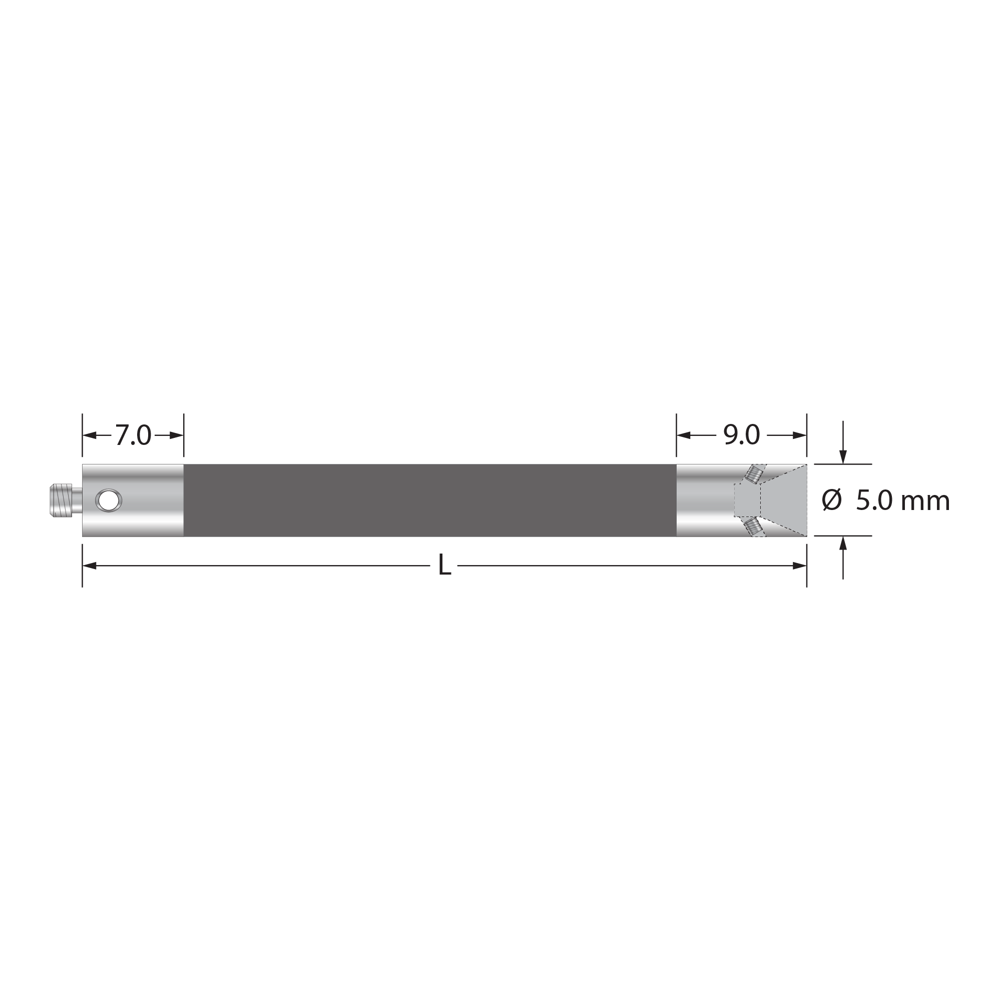 VM3-101-TX-CR M3 extension with black carbon fiber body, titanium, and stainless steel fittings, 101mm by Q-Mark Manufacturing, Inc.
