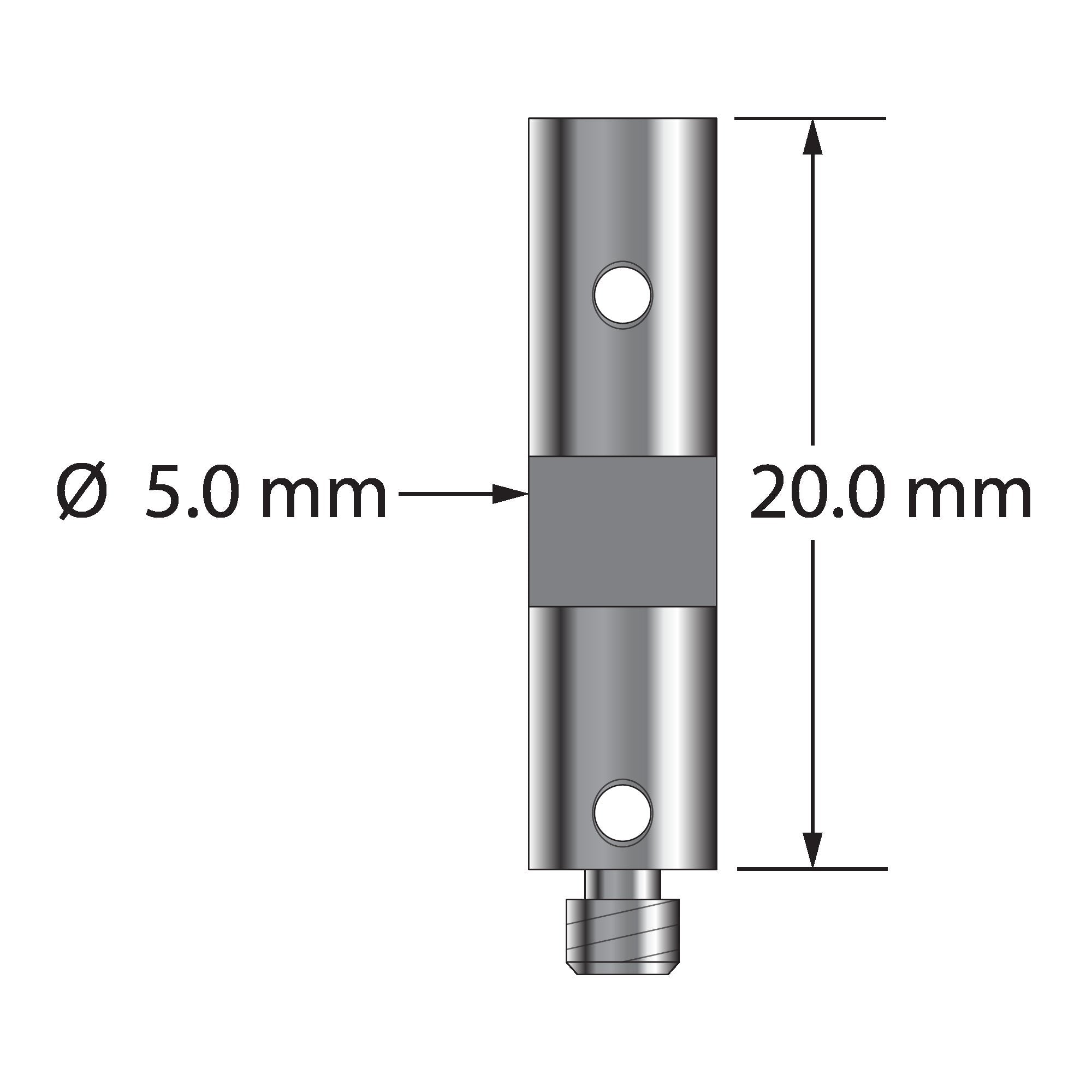 VM3-20-TX M3 extension, 5.0mm diameter Therm-X carbon fiber body, titanium end fittings, 25.0mm length by Q-Mark Manufacturing, Inc.