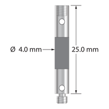 VM3-25-G M3 carbon fiber extension, 4.0mm diameter, 25mm long, with stainless steel fittings.