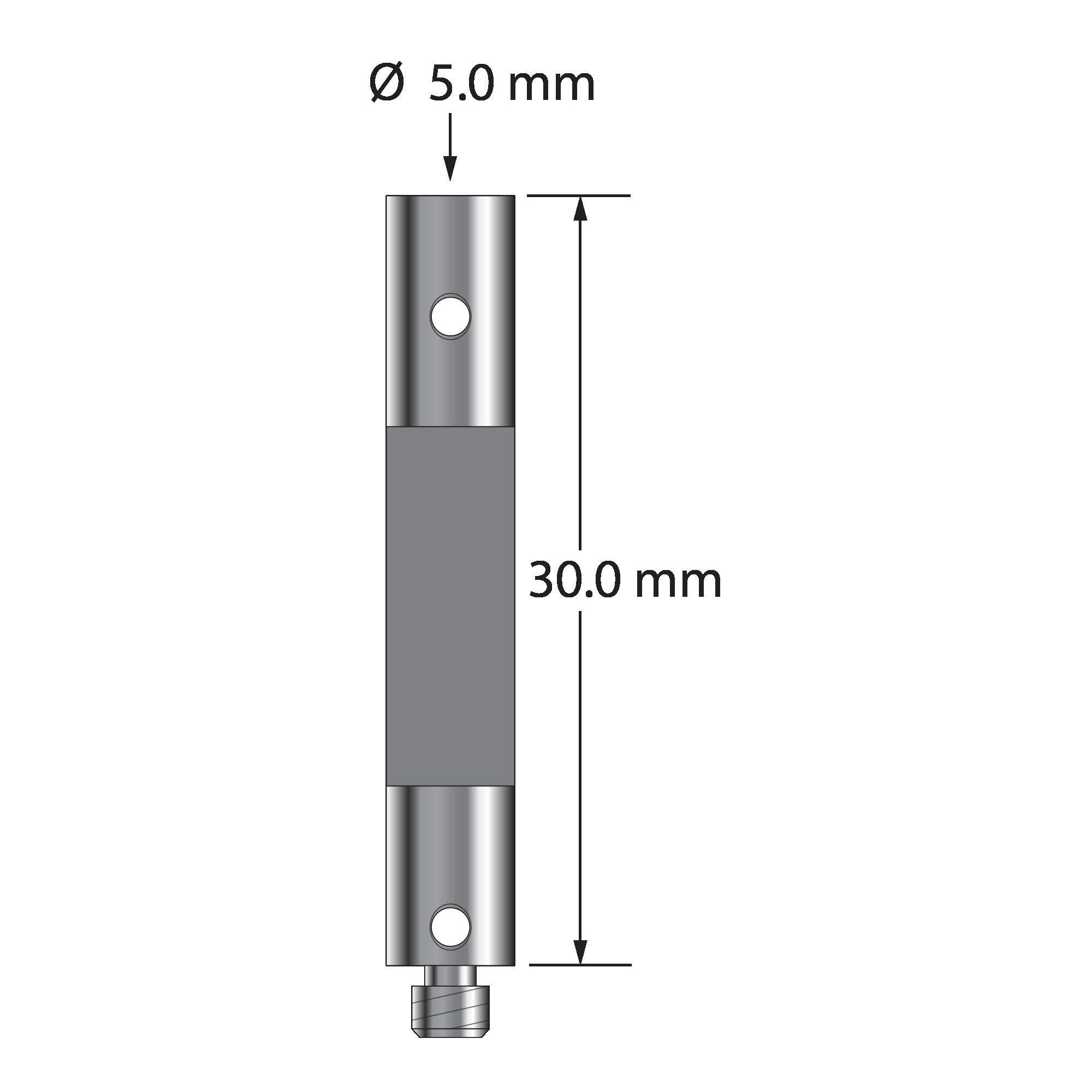 VM3-30-TX M3 extension, 5.0mm diameter Therm-X carbon fiber body, titanium end fittings, 30.0mm length by Q-Mark Manufacturing, Inc.