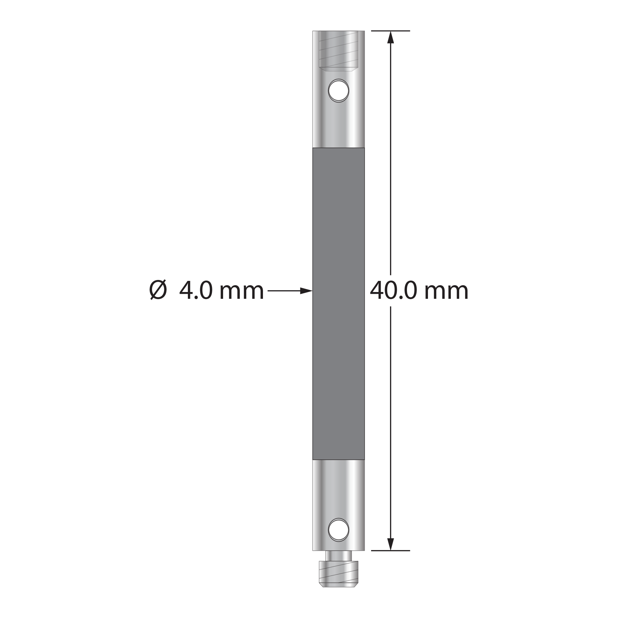 VM3-40-G M3 extension, 4.0mm carbon fiber with stainless steel fittings, 40.0mm long by Q-Mark Manufacturing, Inc.