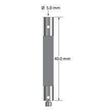 VM3-40-TX M3 extension, 5.0mm diameter, black carbon fiber body, titanium end fittings, 40.0mm length.