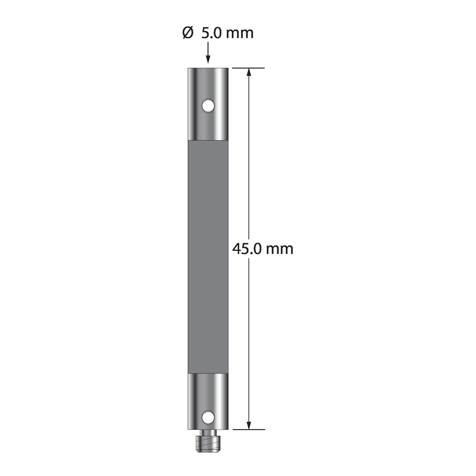 VM3-45-TX M3 extension, 5.0mm diameter Therm-X carbon fiber body, titanium end fittings, 45.0mm length by Q-Mark Manufacturing, Inc.