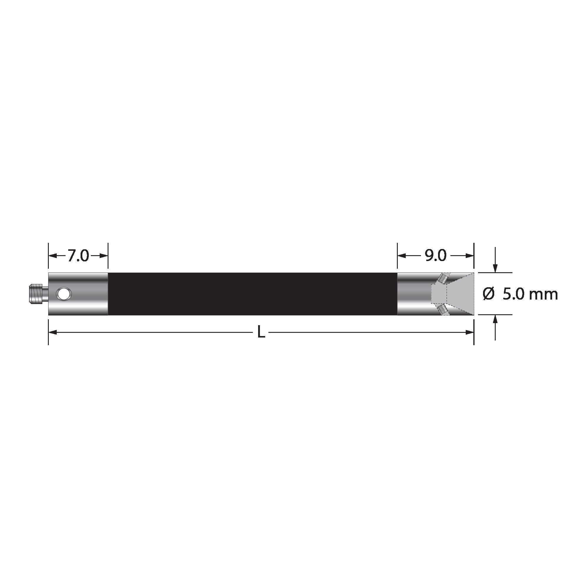 VM3-52-TX-CR M3 extension, 5.0mm Therm-X carbon fiber body, titanium fitting, 52.0mm by Q-Mark Manufacturing, Inc.