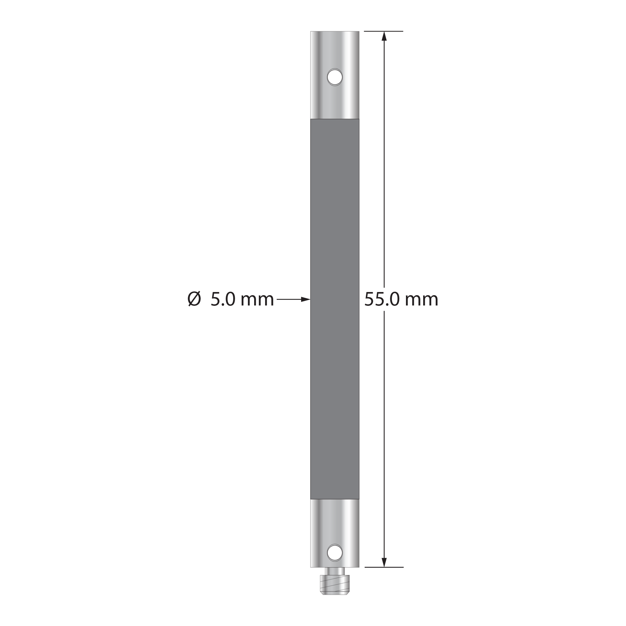 VM3-55-TX M3 extension with 5.0mm titanium end fittings and carbon fiber body, 55.0mm long by Q-Mark Manufacturing, Inc.