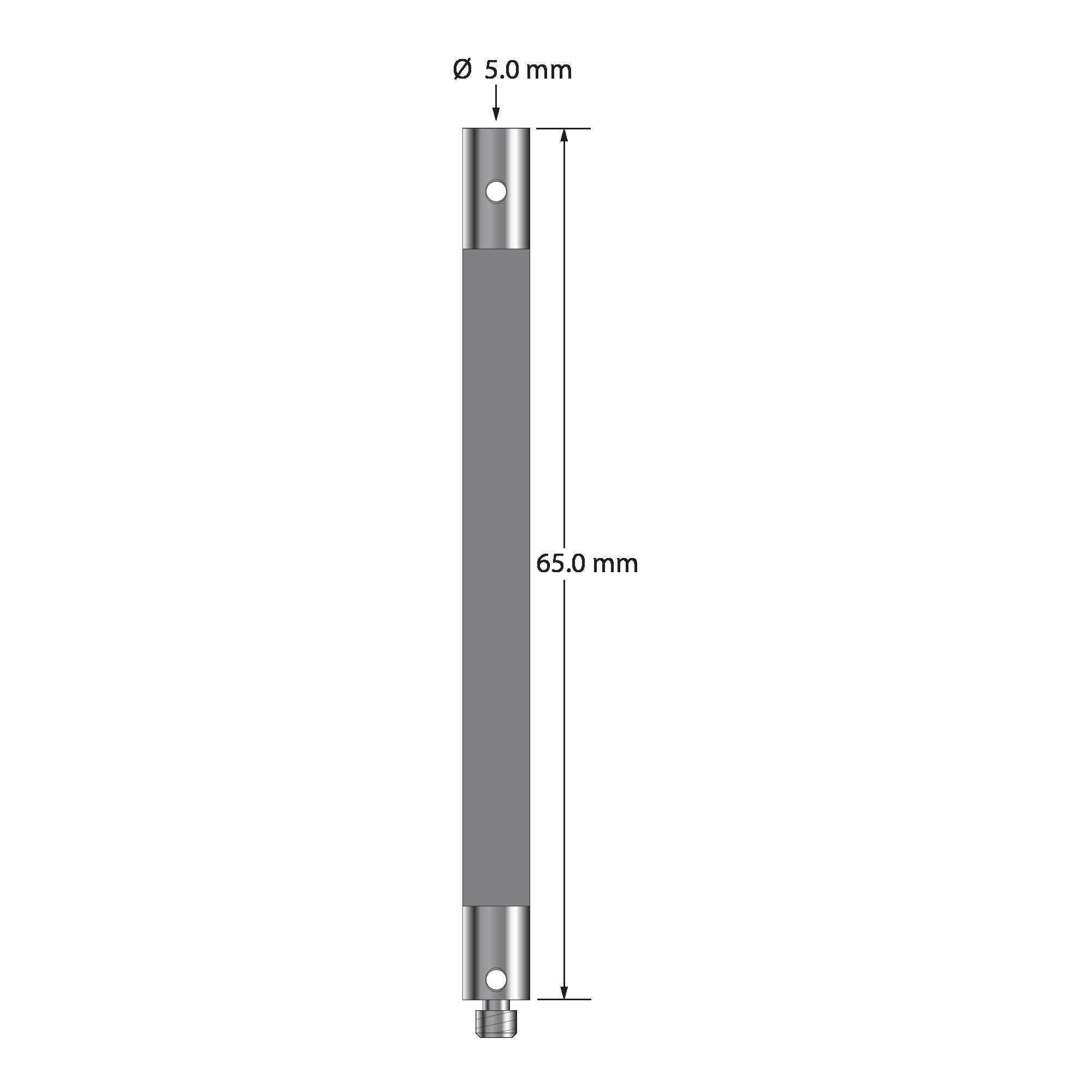 VM3-65-TX M3 extension, 5.0mm diameter Therm-X carbon fiber body, titanium end fittings, 65.0mm length by Q-Mark Manufacturing, Inc.
