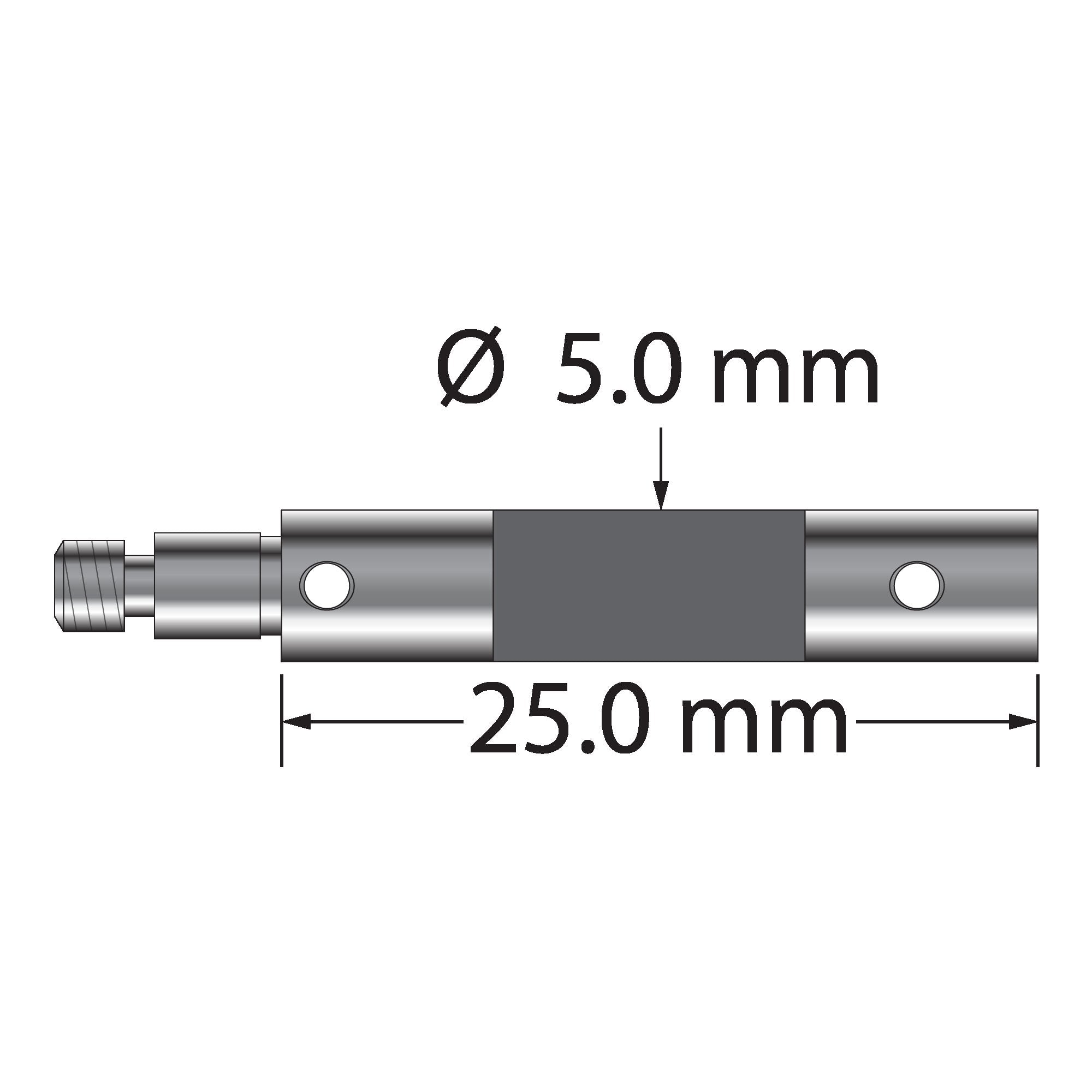 VM3C-25-TX M3 clamping extension with 5.0mm carbon fiber body and titanium end fittings, 20.0mm long by Q-Mark Manufacturing, Inc.