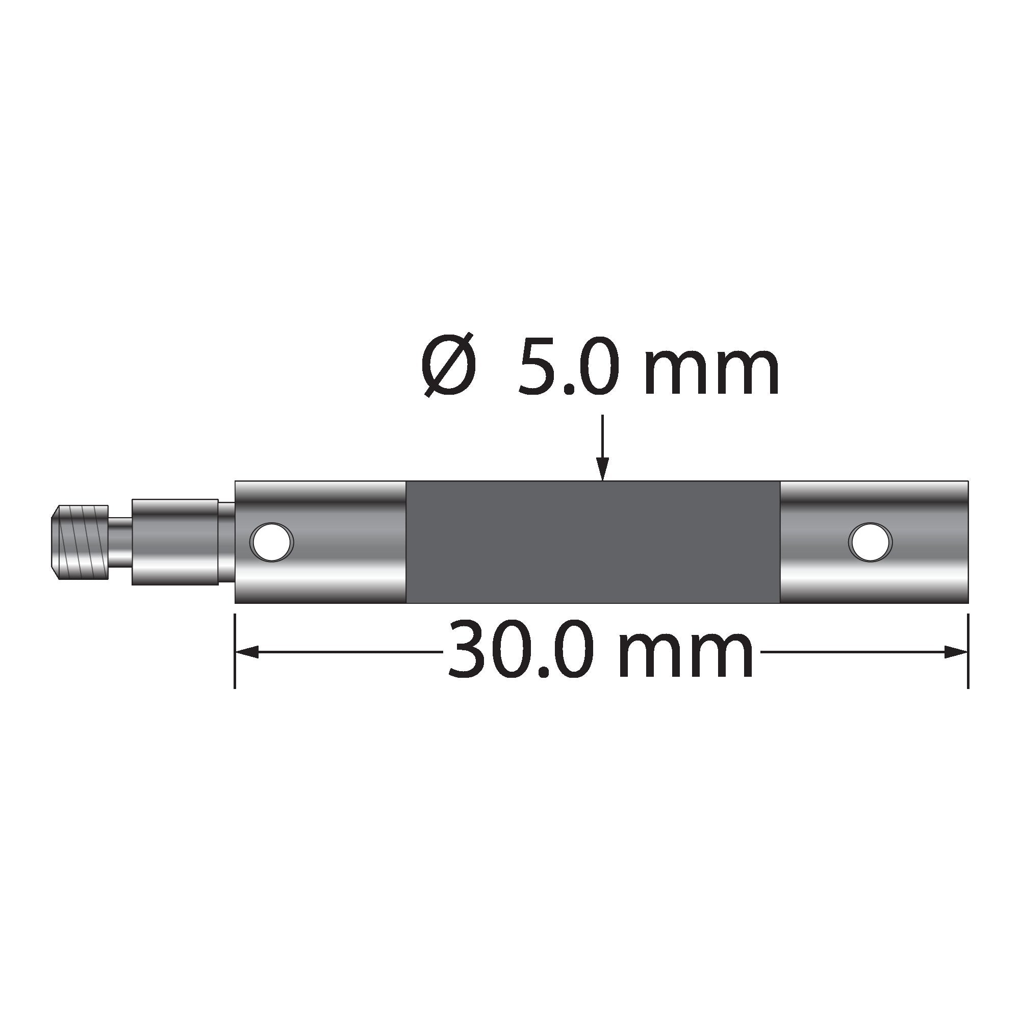 VM3C-30-TX M3 5.0mm carbon fiber clamping extension, 20.0mm long, by Q-Mark Manufacturing, Inc.