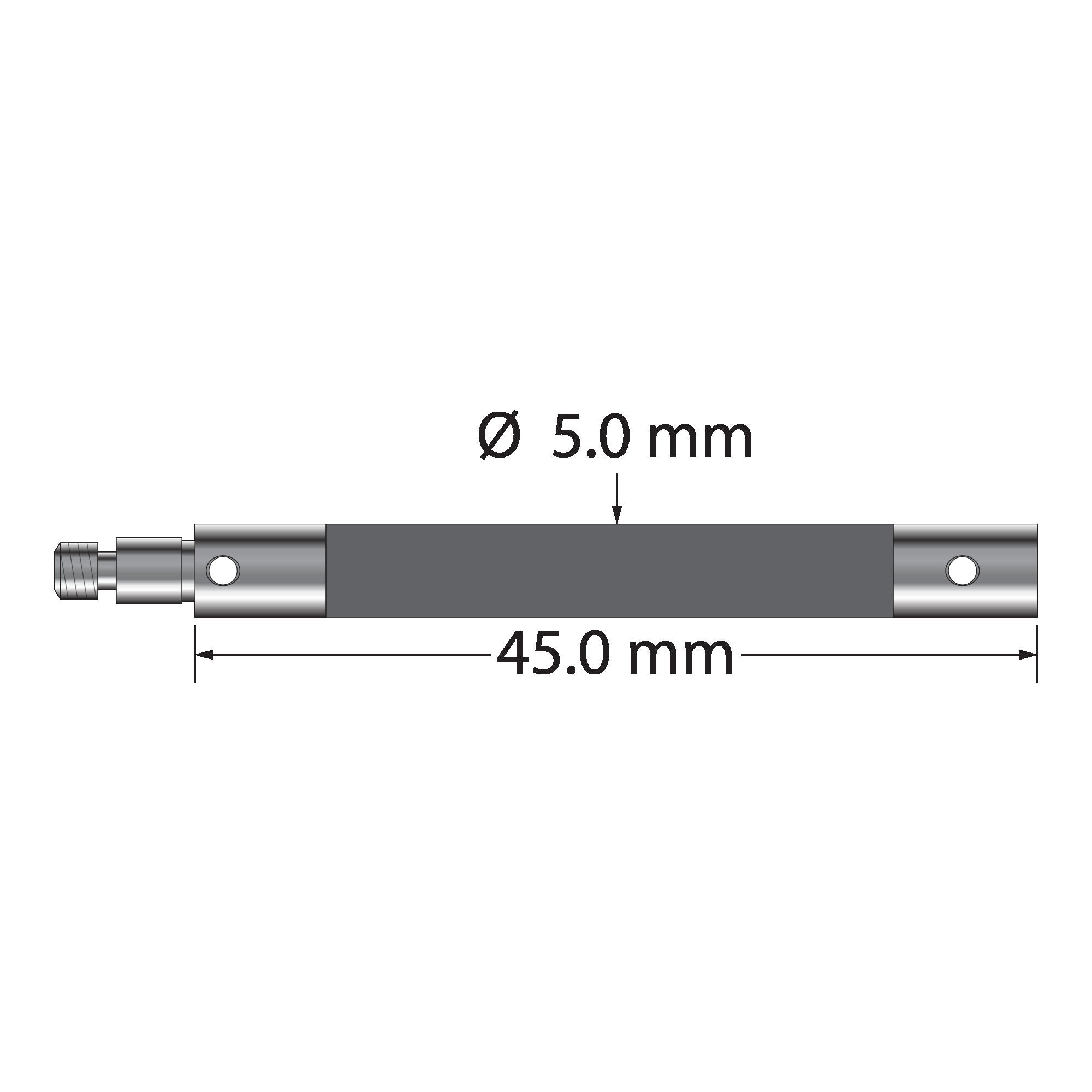 VM3C-45-TX M3 clamping extension, 5.0mm carbon fiber body with titanium fittings, 45.0mm long by Q-Mark Manufacturing, Inc.