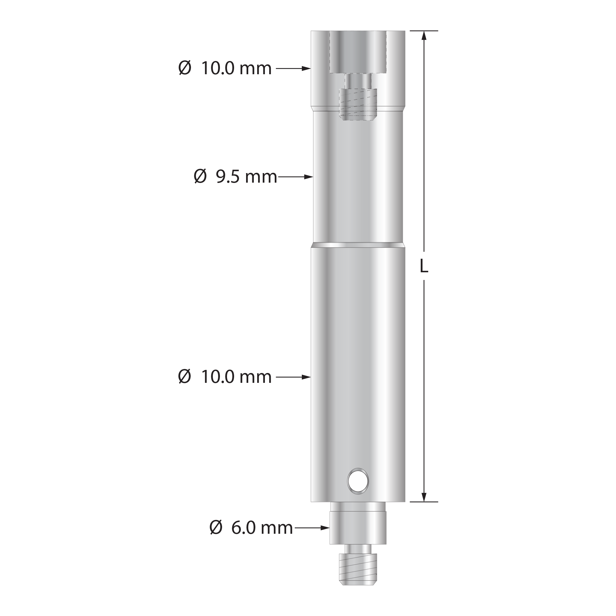 VM4-100-BL M4 extension for Blum probe, stainless steel, 100mm length by Q-Mark Manufacturing, Inc.