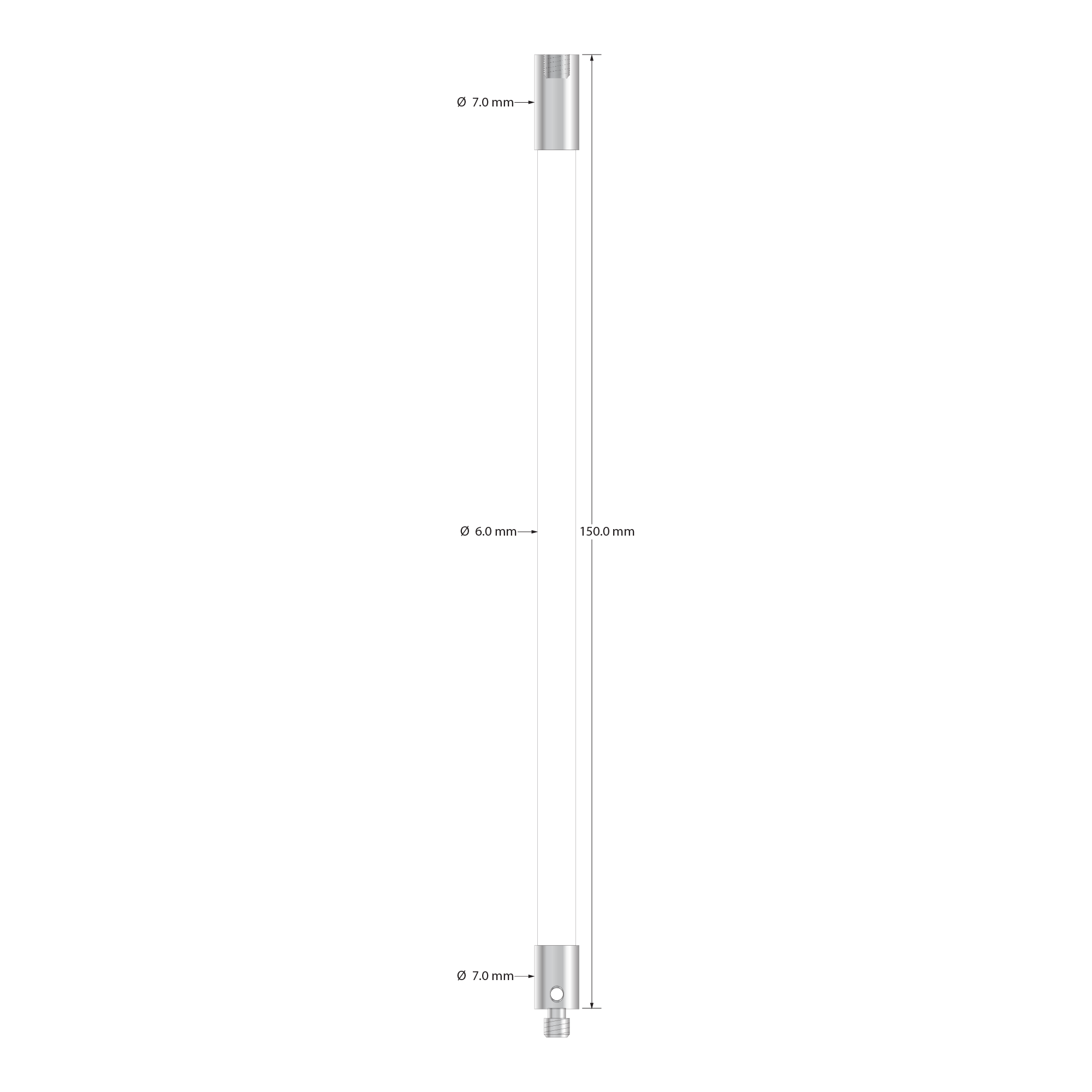 VM4-150-C M4 extension, 6.0mm ceramic body, 7.0mm stainless steel fittings, 150mm long by Q-Mark Manufacturing, Inc.