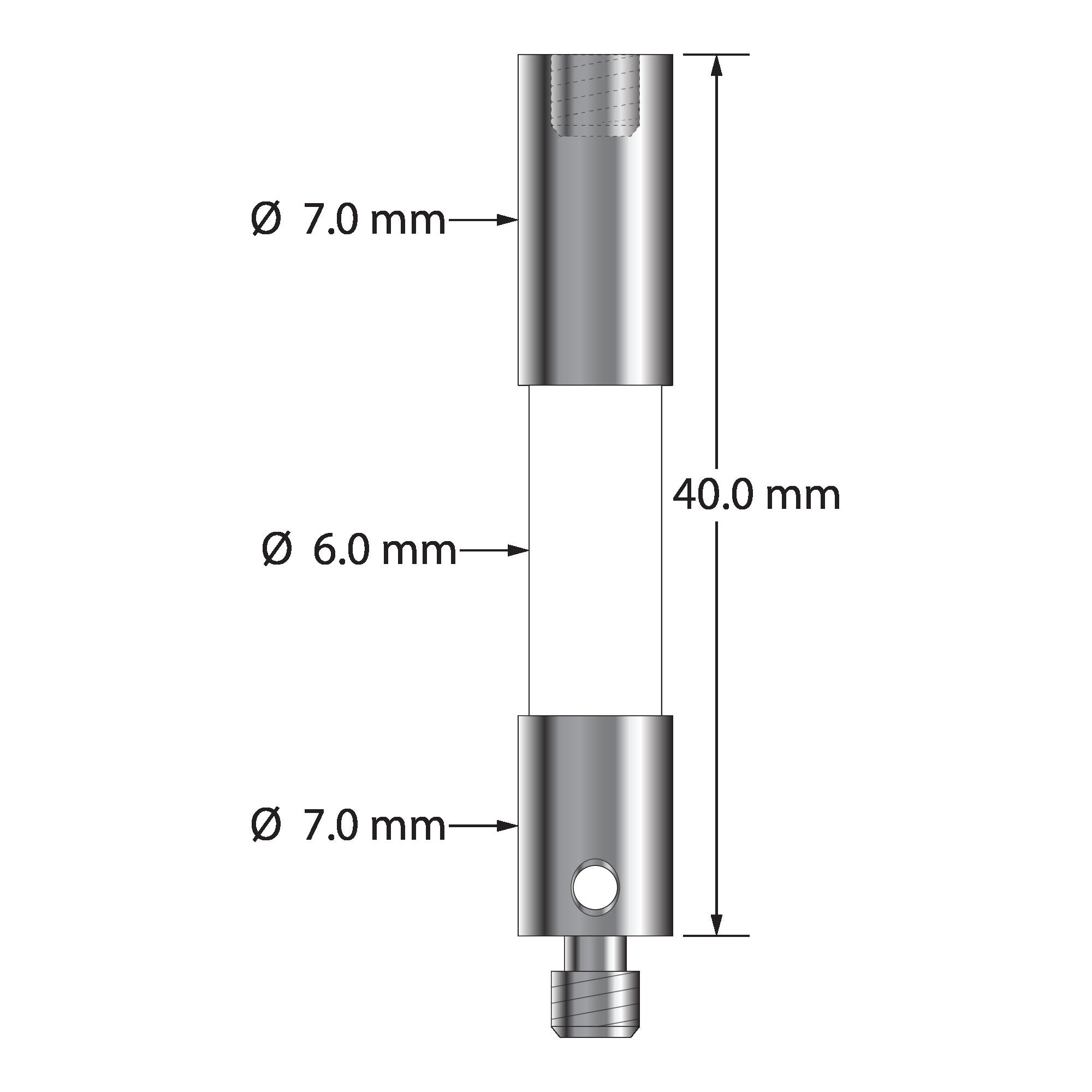 VM4-40-C M4 ceramic extension, 7.0mm diameter x 40.0mm long by Q-Mark Manufacturing, Inc.