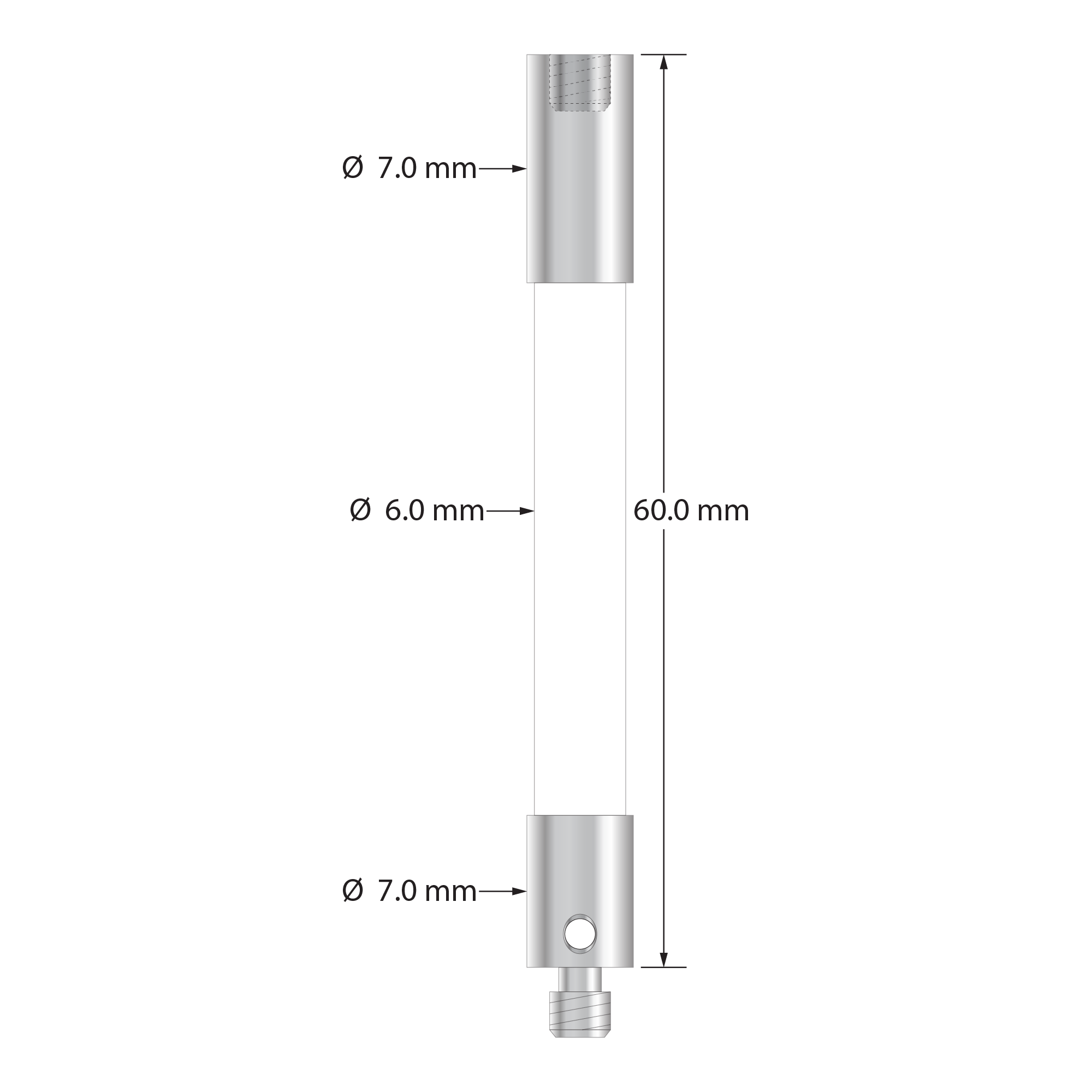 VM4-60-C M4 extension, 7.0mm diameter ceramic, 50.0mm long by Q-Mark Manufacturing, Inc.