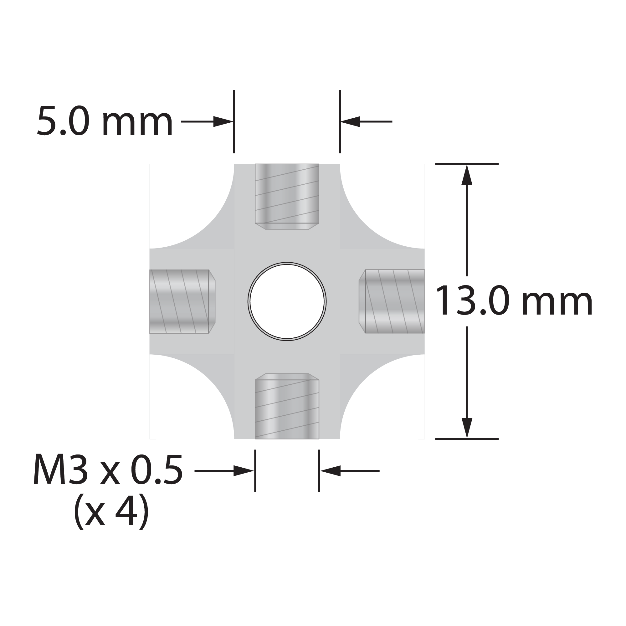 M3 titanium star with four internal threads. Weight is 1.64 grams. Compare to Zeiss 626103-6110-003.