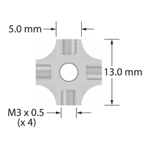 M3 titanium star with four internal threads. Weight is 1.64 grams. Compare to Zeiss 626103-6110-003.