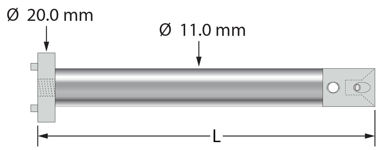 VM5-12.200-PF M5 Pro Fit extension, carbon fiber body with titanium end fittings, 200mm length.