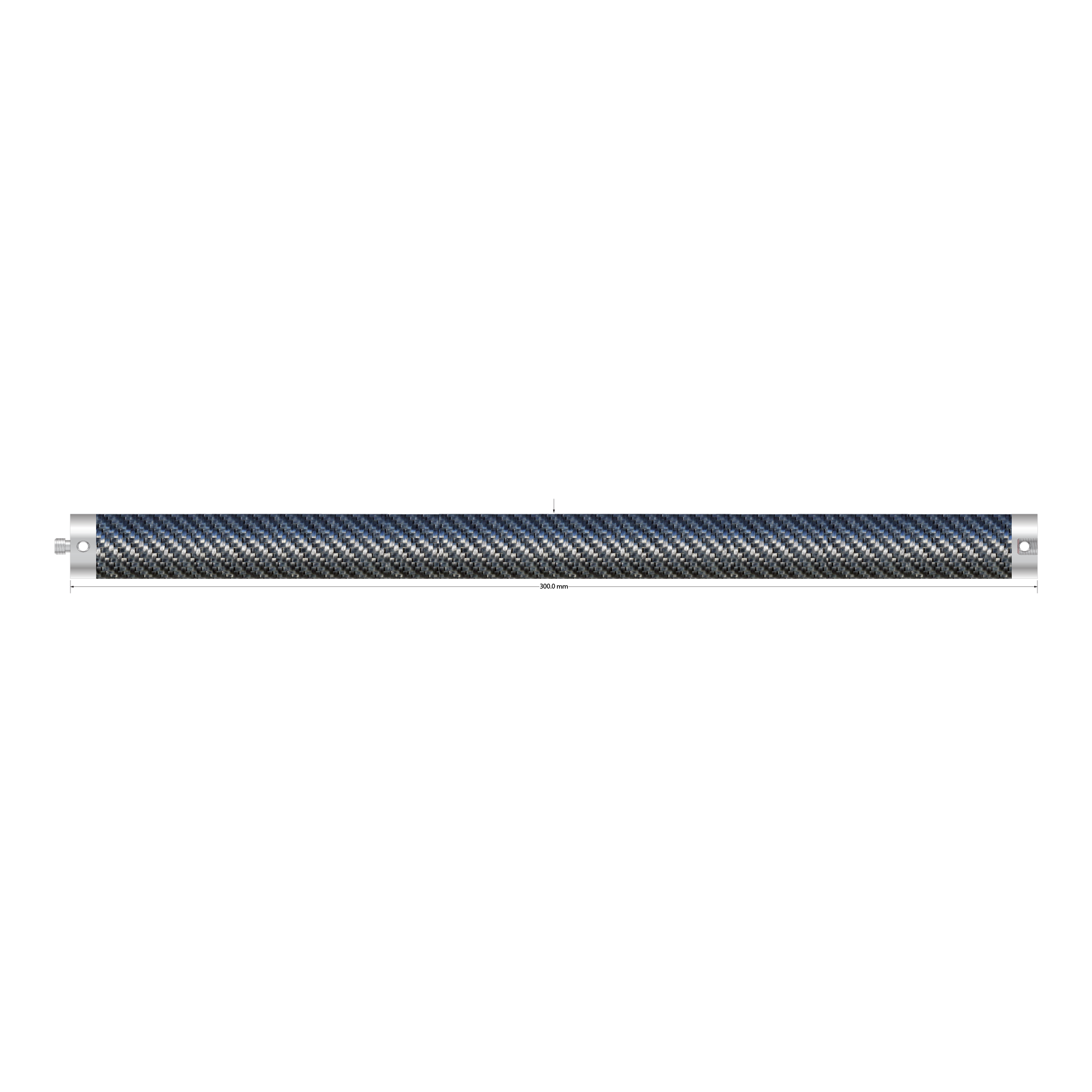 M5 extension with 20.0 mm diameter Therm-X low expansion carbon fiber tubing and titanium end fittings. Length is 300.0 mm. Weight is 56.77 grams. Compare to Zeiss 626107-2300-100.