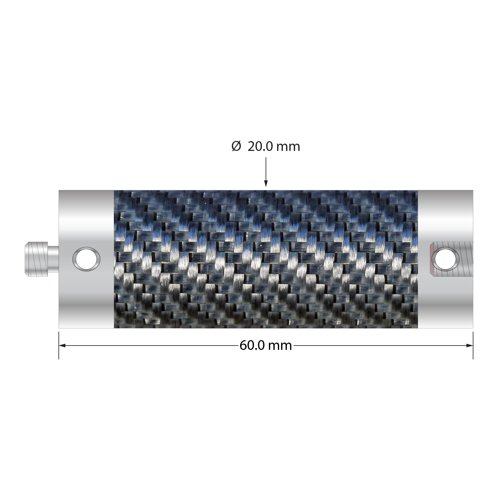 M5 extension with 20.0 mm diameter Therm-X low expansion carbon fiber tubing and titanium end fittings. Length is 60.0 mm. Weight is 31.12 grams. Compare to Zeiss 626107-2060-100.