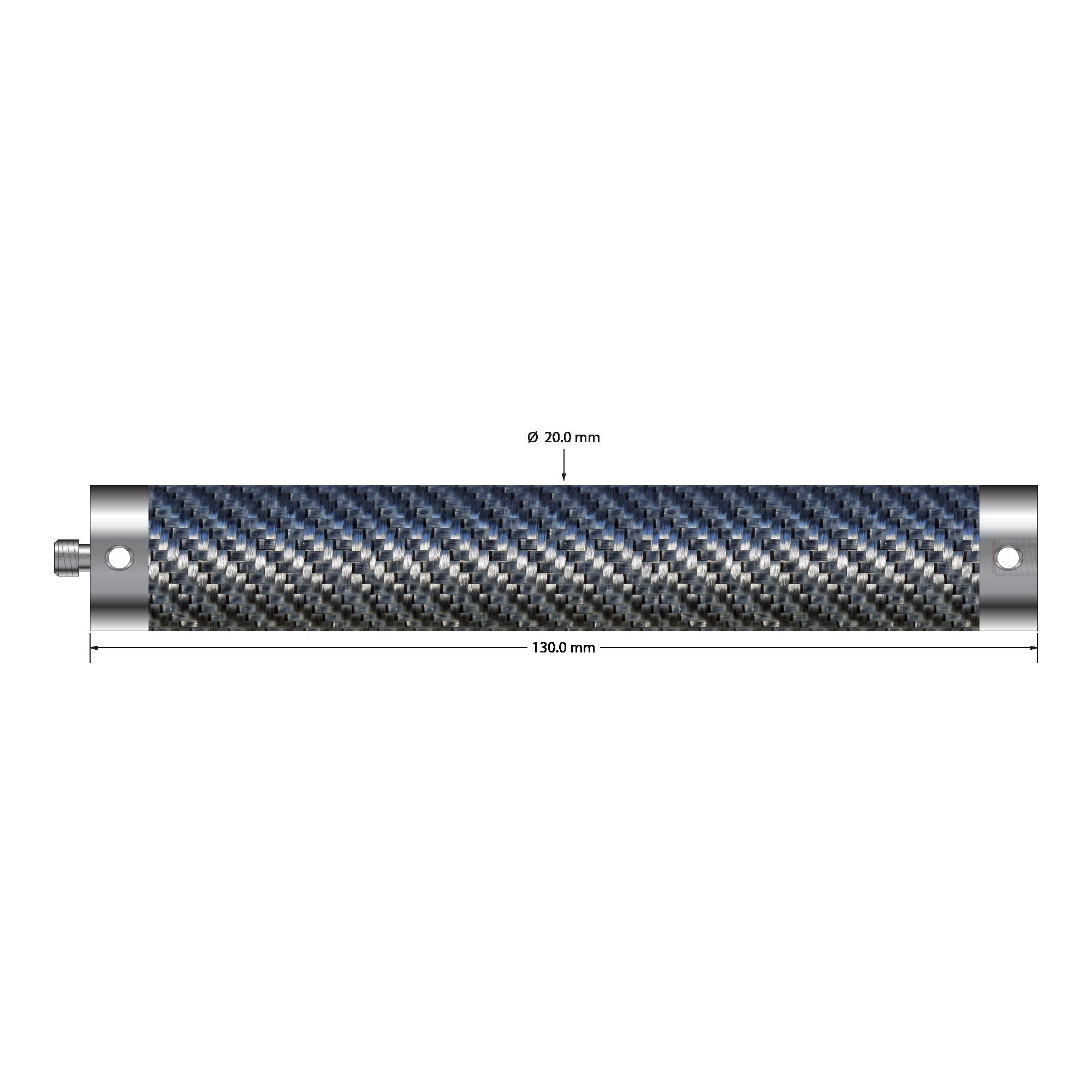 VM5-20.130-TX M5 extension, 20mm Therm-X carbon fiber tubing with titanium end fittings, 130mm.