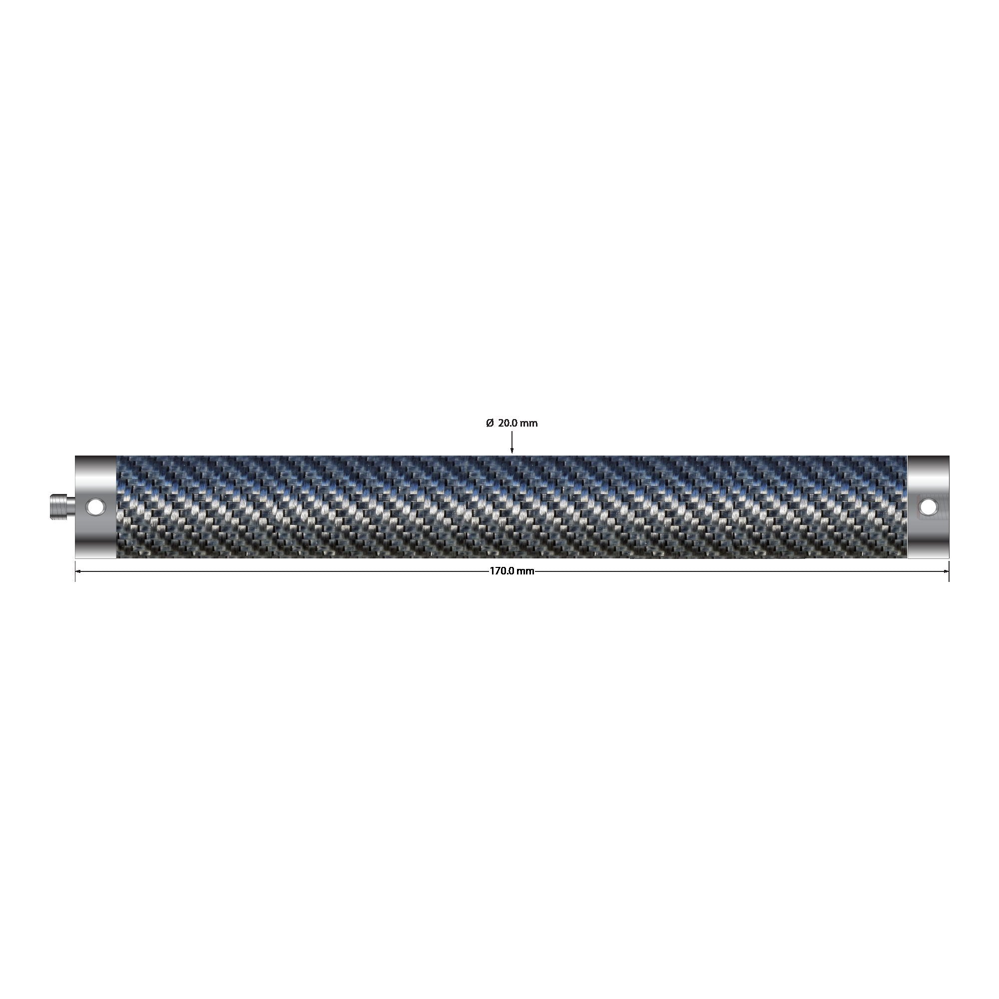 VM5-20.170-TX M5 extension, 20mm carbon fiber tubing, titanium fittings, 170mm by Q-Mark Manufacturing, Inc.