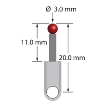 XXT-3020-L M3 stylus with ruby ball, carbon fiber stem, and titanium base, 20mm long by Q-Mark Manufacturing, Inc.