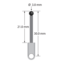 XXT-3030-L-SN M3 stylus with 3.0mm silicon nitride ball, carbon fiber stem, titanium base, 30mm length.