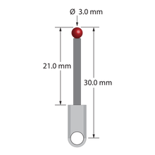 XXT-3030-L M3 stylus with 3.0mm ruby ball, carbon fiber stem, and titanium base, 30.0mm long by Q-Mark Manufacturing, Inc.