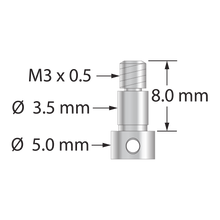 M3 clamping screw. Titanium. Used to assemble cubes or knuckle joints to adapter plates. Weight is 0.48 gram. Compare to Zeiss 626103-6110-004.