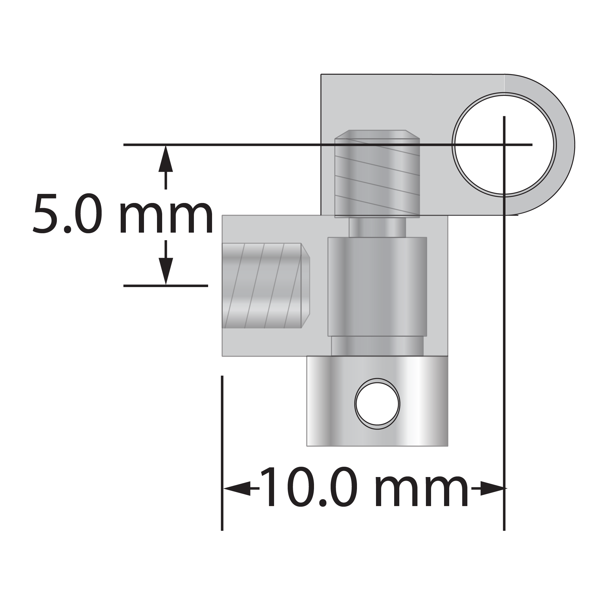 M3 knuckle joint, titanium, fully adjustable, for XXT probe head. Three-piece assembly. Assembly weight is 1.58 grams. Compare to Zeiss 626103-6180-001.