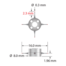 Four-way star stylus with 0.3 mm diameter ruby balls, carbide stems, and two-piece clamping titanium hub. Star stylus weight is 0.87 gram. Compare to Zeiss 626103-0030-016.