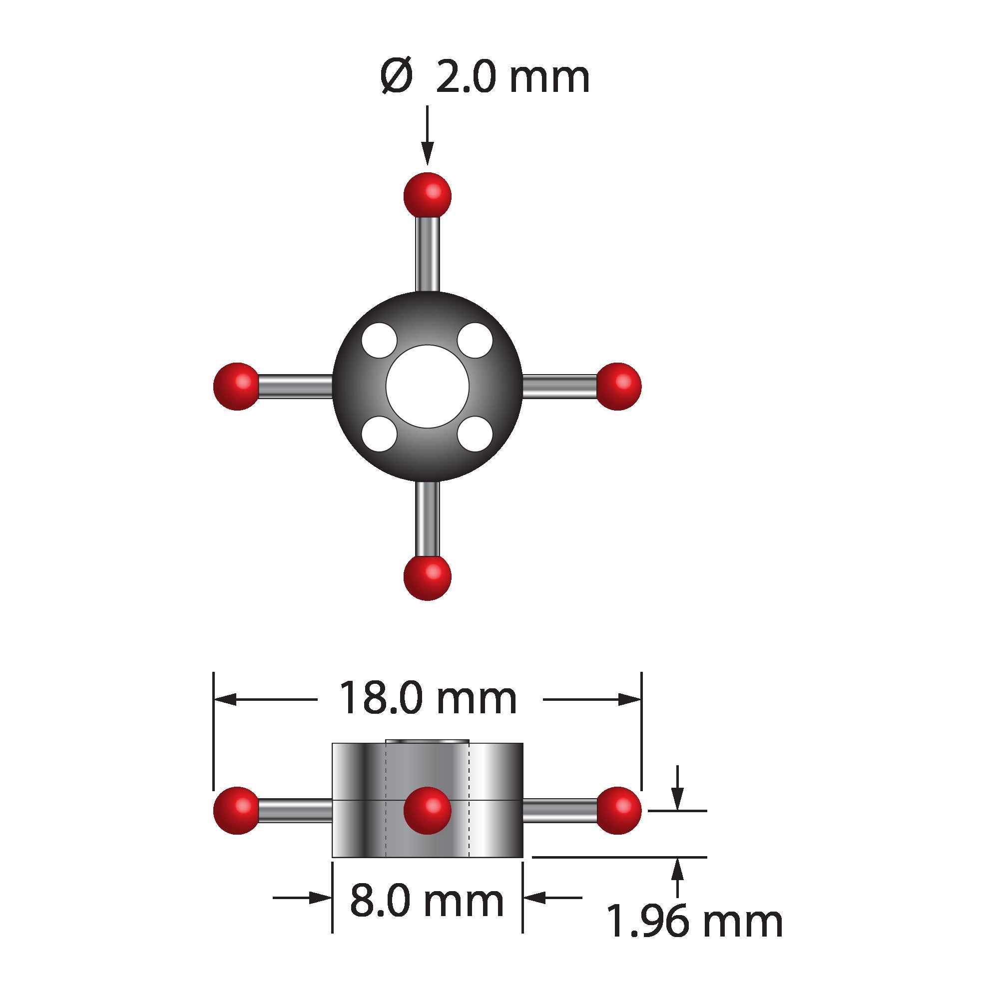 XXT-STR-2018 star stylus with 2.0mm ruby balls, carbide stems, and titanium hub by Q-Mark Manufacturing, Inc.