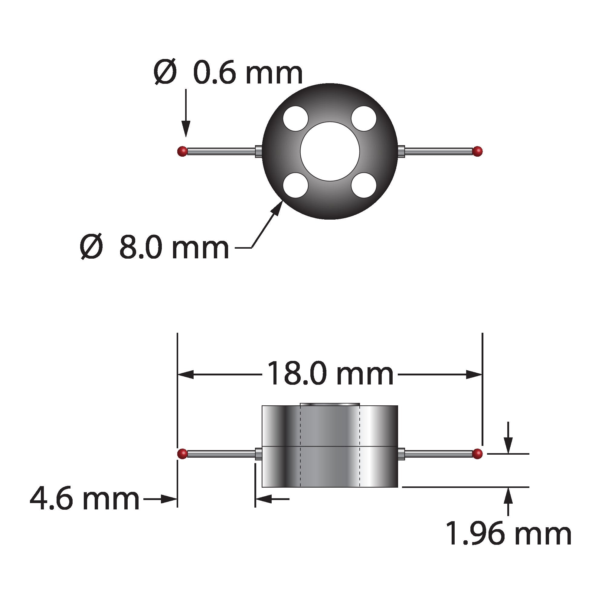 XXT-TSTR-0618 two-way star stylus with 0.6mm ruby balls, carbide stems, and titanium hub.
