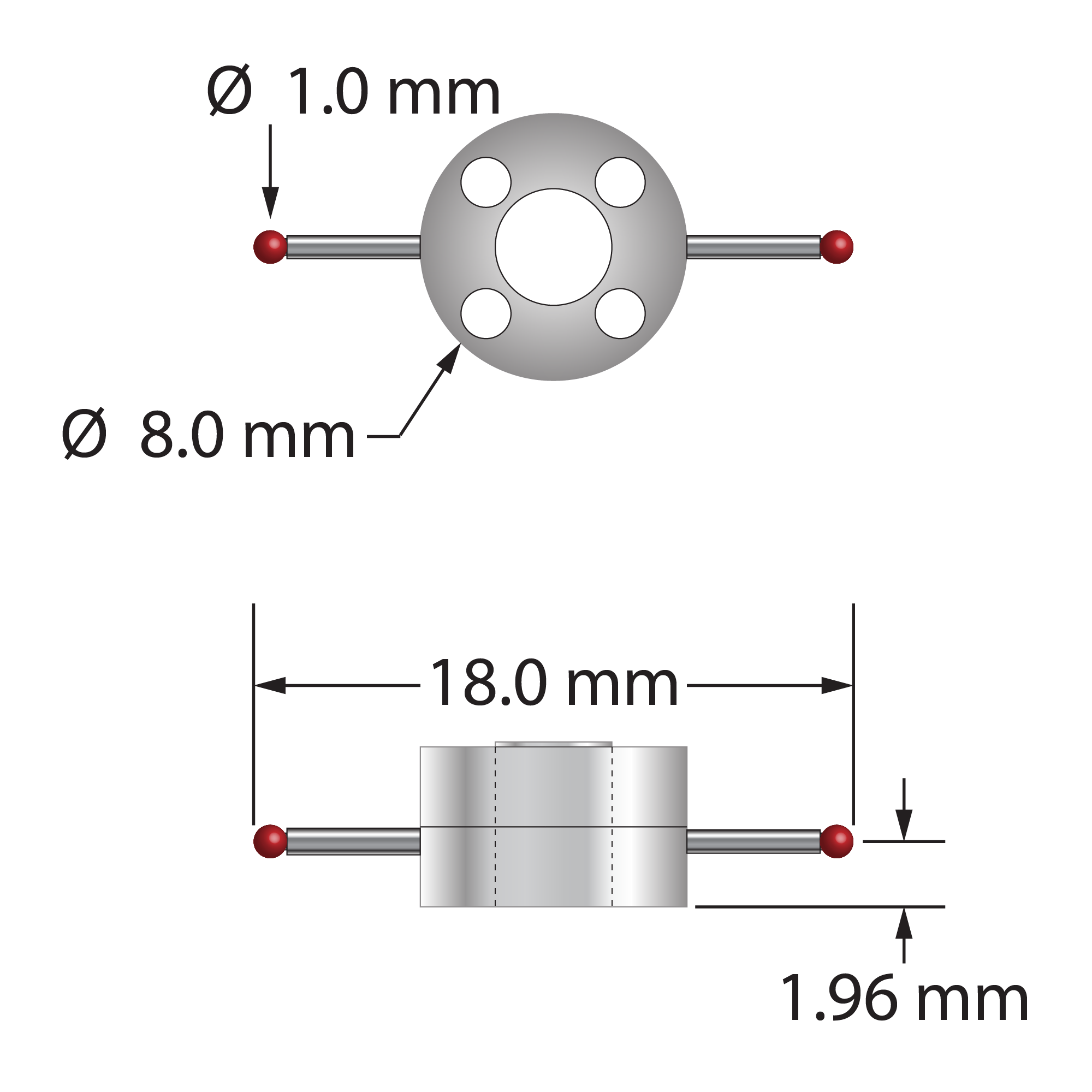 XXT-TSTR-1018-DS.8 two-way star stylus with ruby balls and titanium hub by Q-Mark Manufacturing, Inc.