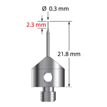 AFG-0321.8-R M5 stylus with 0.3mm ruby ball, tapered carbide stem, and stainless steel base, 21.8mm long by Q-Mark Manufacturing, Inc.