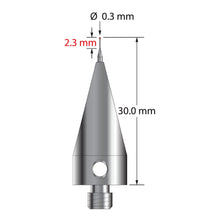 AFG-0330-03 M5 stylus with 0.3mm ruby ball, tapered carbide stem, and stainless steel base by Q-Mark Manufacturing, Inc.