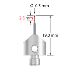 AFG-0519-R M5 stylus with 0.5mm ruby ball, tapered carbide stem, and stainless steel base, 19.0mm long by Q-Mark Manufacturing, Inc.