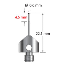 AFG-0622.1-SN M5 stylus with 0.6mm silicon nitride ball, stepped carbide stem, and stainless steel base.
