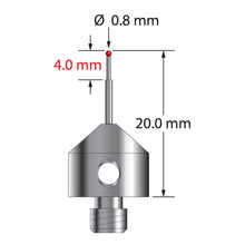 AFG-0820-L M5 stylus with 0.8mm ruby ball, stepped carbide stem, and black aluminum base by Q-Mark Manufacturing, Inc.