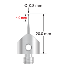 AFG-0820-T-SN M5 stylus with 0.8mm silicon nitride ball, tapered carbide stem, and stainless steel base, 20mm long by Q-Mark Manufacturing, Inc.