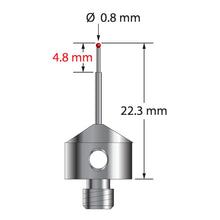 AFG-0822.3 M5 stylus with 0.8mm ruby ball, stepped carbide stem, and stainless steel base by Q-Mark Manufacturing, Inc.