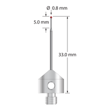 AFG-0833-L5 M5 stylus with 0.8mm ruby ball, tapered carbide stem, stainless steel base, 33mm long by Q-Mark Manufacturing, Inc.
