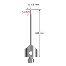 AFG-0840 M5 stylus with 0.8mm ruby ball, stepped carbide stem, and stainless steel base by Q-Mark Manufacturing, Inc.