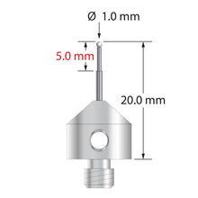 AFG-1020-L-Z M5 stylus with 1.0mm zirconia ball, carbide stem, and aluminum base by Q-Mark Manufacturing, Inc.