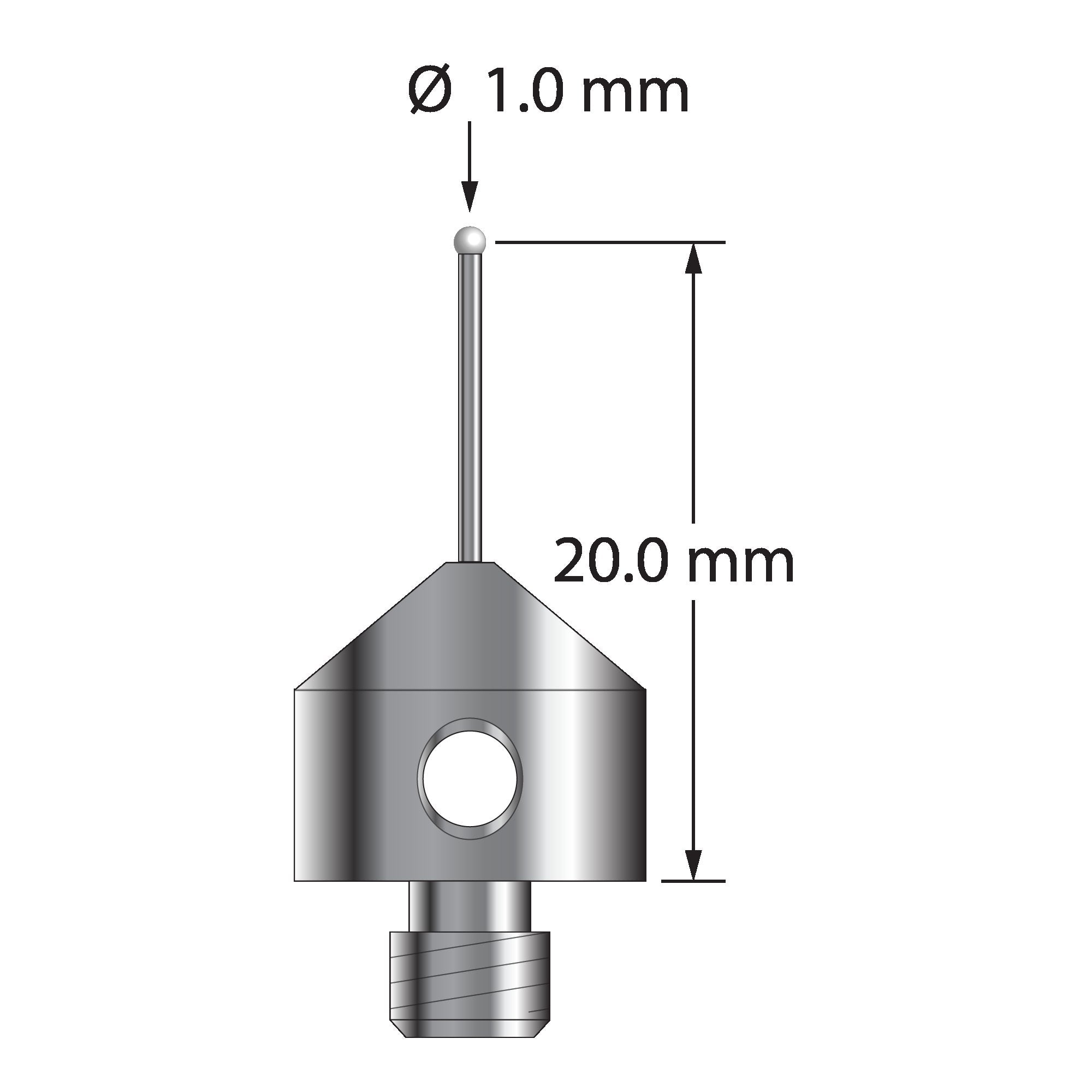 AFG-1020.5-DS.7-Z M5 stylus with 1.0mm zirconia ball and carbide stem by Q-Mark Manufacturing, Inc.