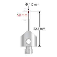 AFG-1022.5 M5 stylus with 1.0mm ruby ball, stepped carbide stem, and stainless steel base, 22.5mm long by Q-Mark Manufacturing, Inc.