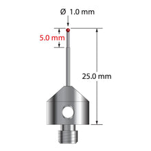 AFG-1025-L M5 stylus with 1.0mm ruby ball, carbide stem, and anodized aluminum base by Q-Mark Manufacturing, Inc.