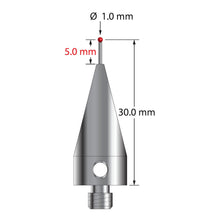 AFG-1030-06 M5 stylus with 1.0mm ruby ball, carbide stem, and stainless steel base by Q-Mark Manufacturing, Inc.