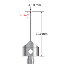 AFG-1030-TX-SN M5 stylus with 1.0mm silicon nitride ball, carbide stem, and titanium base, 30mm long by Q-Mark Manufacturing, Inc.