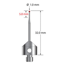AFG-1032 M5 1.0mm ruby ball stylus with tapered carbide stem and stainless steel base, 32.0mm long by Q-Mark Manufacturing, Inc.