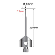AFG-1035-L-SN M5 stylus with 1.0mm silicon nitride ball, tapered carbide stem, and aluminum base, 35.0mm long by Q-Mark Manufacturing, Inc.